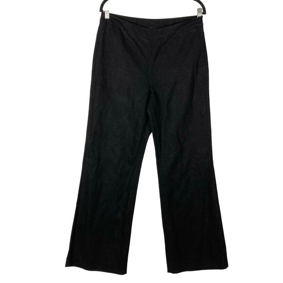 nwot DONNA KARAN COLLECTION ITALY Pants 8 Linen Black Metal Straight Leg Zip